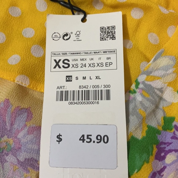 Zara TRF Floral Yellow Printed Wrap Top NWT XS - Picture 6 of 7